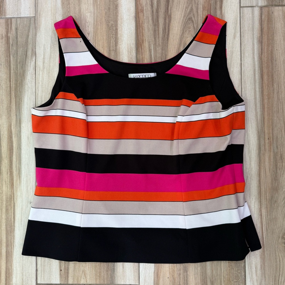 Kasper | Striped Sleeveless Top Size 14 - Picture 2 of 5